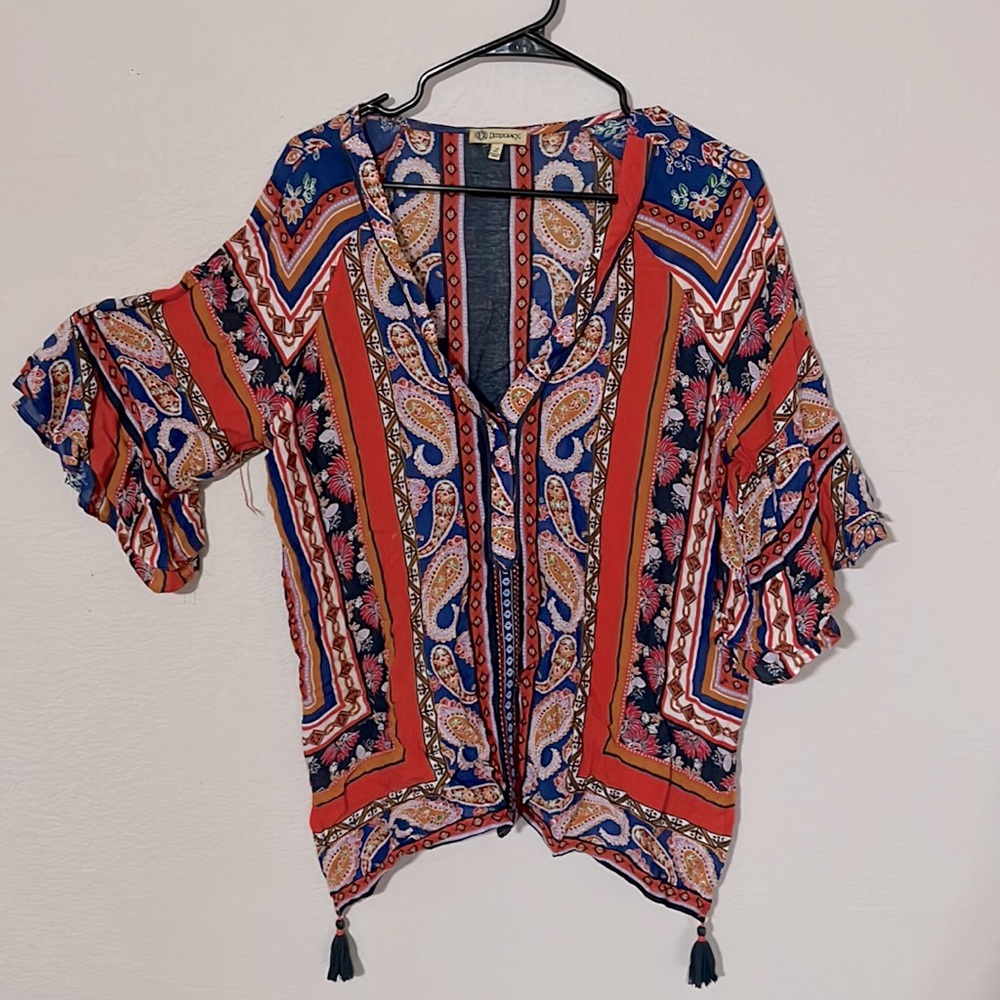Democracy Double Flounce Top With Hanky Hem